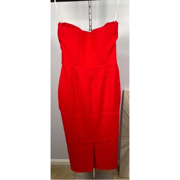 NWT Alex Perry Red Darcy Draped Bustier Sweetheart Midi Dress Size 6 - Picture 9 of 12
